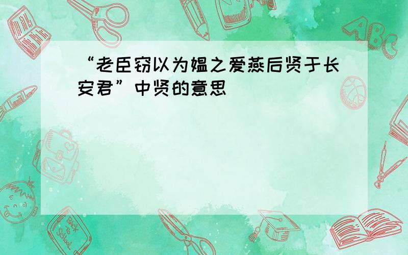 “老臣窃以为媪之爱燕后贤于长安君”中贤的意思