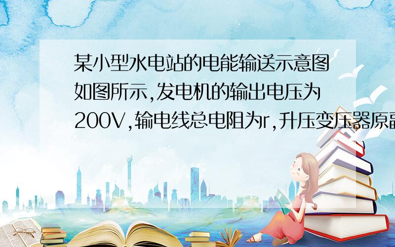 某小型水电站的电能输送示意图如图所示,发电机的输出电压为200V,输电线总电阻为r,升压变压器原副线圈匝数分别为n1,n2