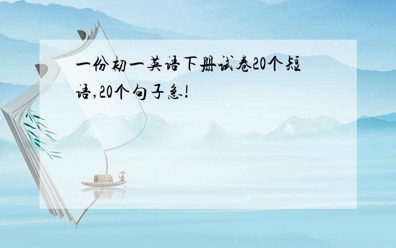 一份初一英语下册试卷20个短语,20个句子急!