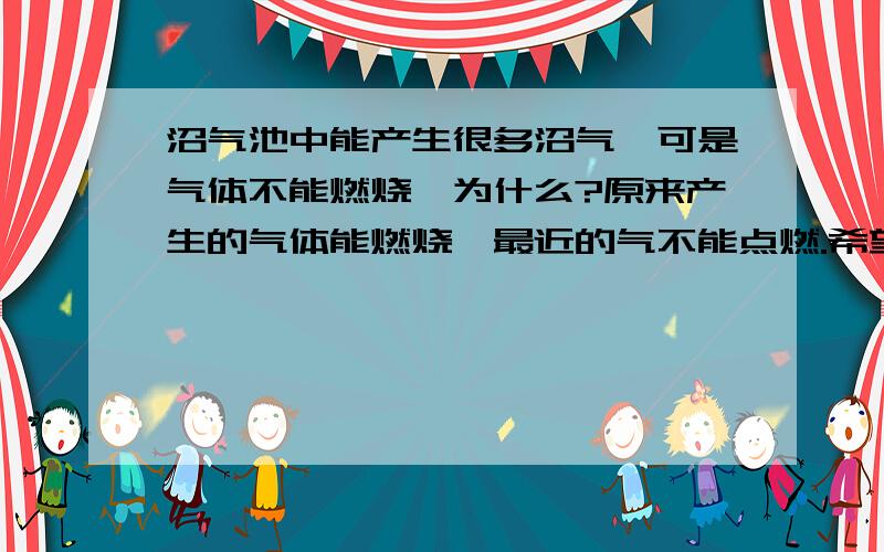 沼气池中能产生很多沼气,可是气体不能燃烧,为什么?原来产生的气体能燃烧,最近的气不能点燃.希望具体回答.