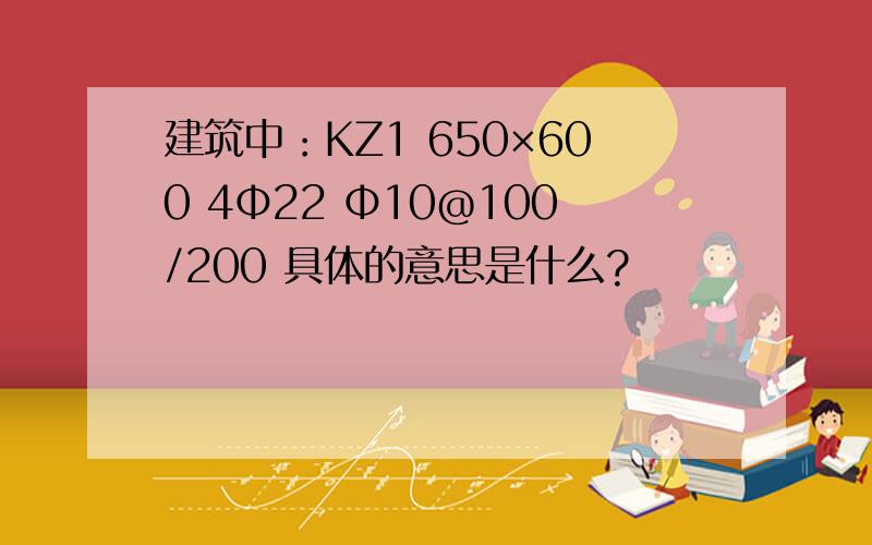 建筑中：KZ1 650×600 4Φ22 Φ10@100/200 具体的意思是什么?