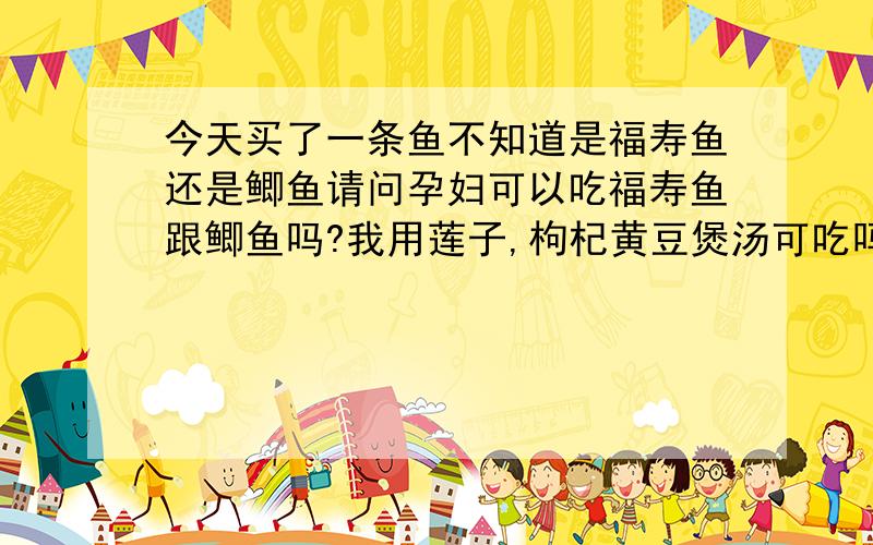 今天买了一条鱼不知道是福寿鱼还是鲫鱼请问孕妇可以吃福寿鱼跟鲫鱼吗?我用莲子,枸杞黄豆煲汤可吃吗?