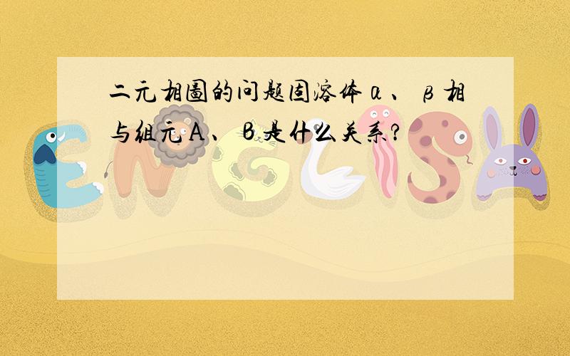 二元相图的问题固溶体α、β相与组元Α、Β是什么关系?