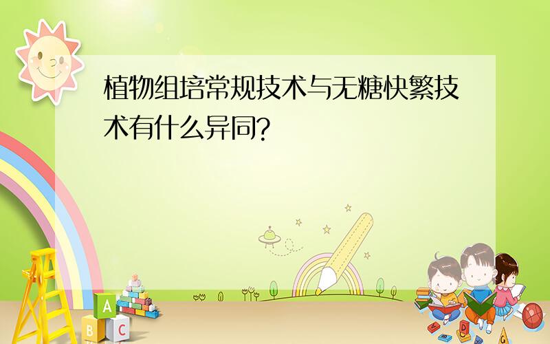 植物组培常规技术与无糖快繁技术有什么异同?