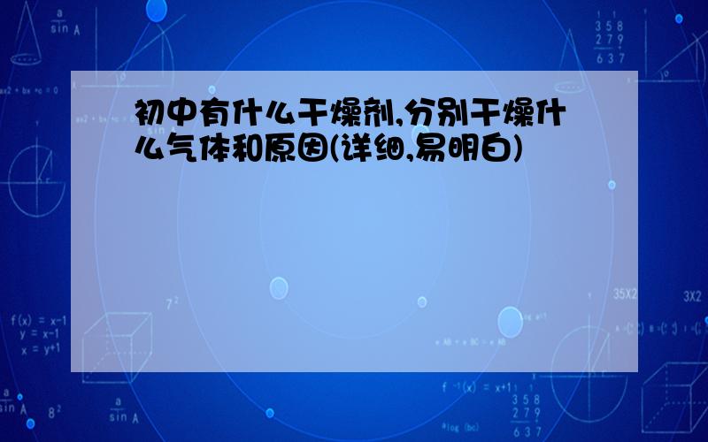 初中有什么干燥剂,分别干燥什么气体和原因(详细,易明白)