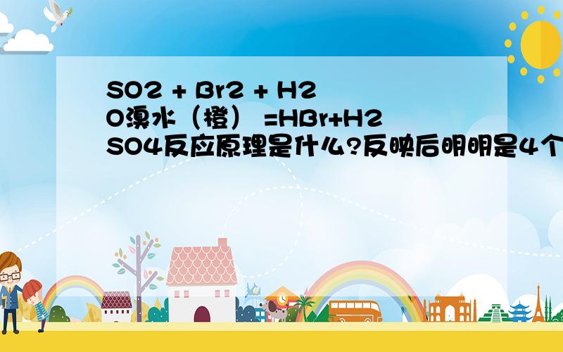 SO2 + Br2 + H2O溴水（橙） =HBr+H2SO4反应原理是什么?反映后明明是4个O...是因为没配平么?