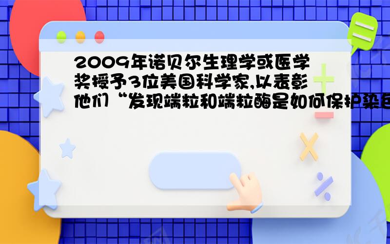 2009年诺贝尔生理学或医学奖授予3位美国科学家,以表彰他们“发现端粒和端粒酶是如何保护染色体的”.端粒是染色体末端的DNA重复序列,是染色体末端的一种特殊结构,在正常人体细胞中,可随