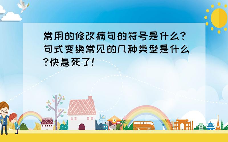 常用的修改病句的符号是什么?句式变换常见的几种类型是什么?快急死了！