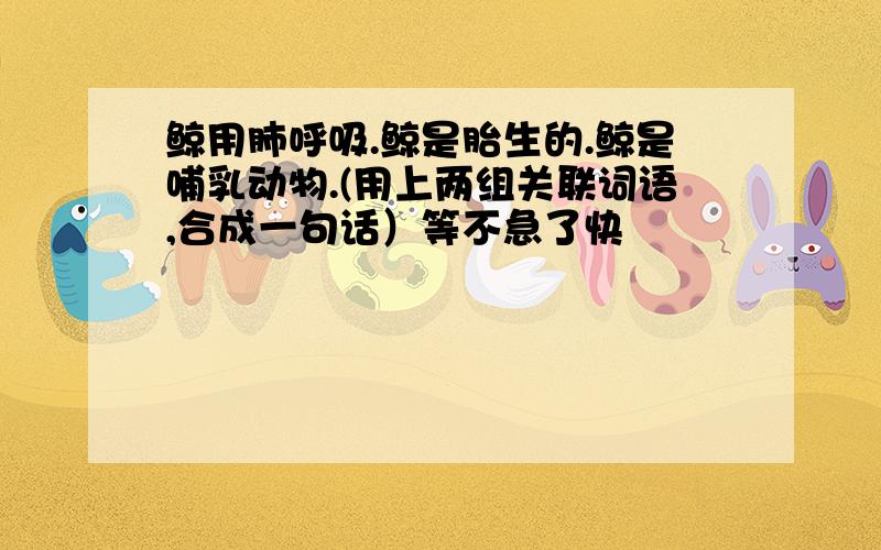 鲸用肺呼吸.鲸是胎生的.鲸是哺乳动物.(用上两组关联词语,合成一句话）等不急了快