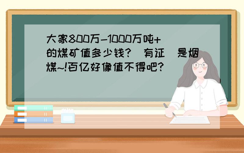 大家800万-1000万吨+的煤矿值多少钱?（有证）是烟煤~!百亿好像值不得吧?