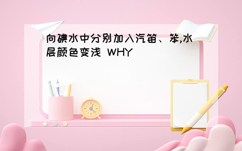 向碘水中分别加入汽笛、笨,水层颜色变浅 WHY