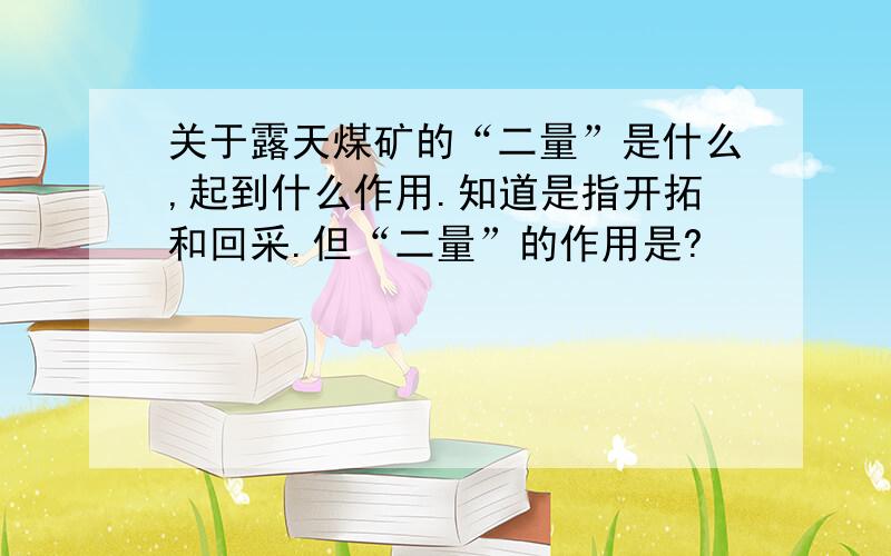 关于露天煤矿的“二量”是什么,起到什么作用.知道是指开拓和回采.但“二量”的作用是?