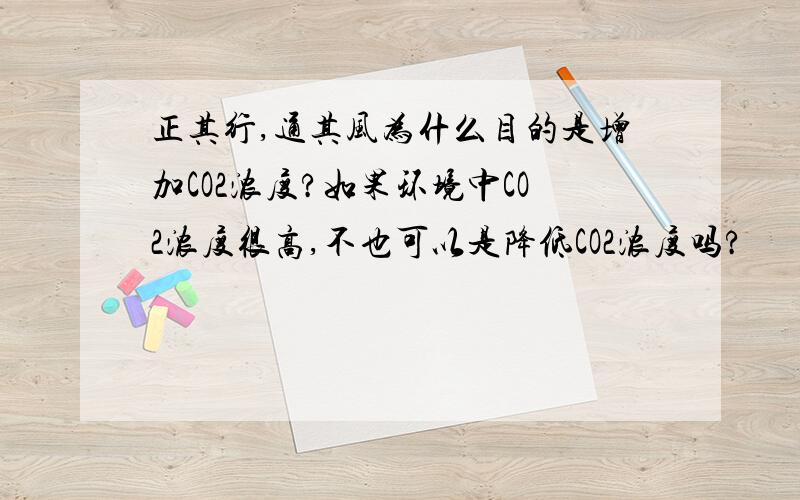 正其行,通其风为什么目的是增加CO2浓度?如果环境中CO2浓度很高,不也可以是降低CO2浓度吗?