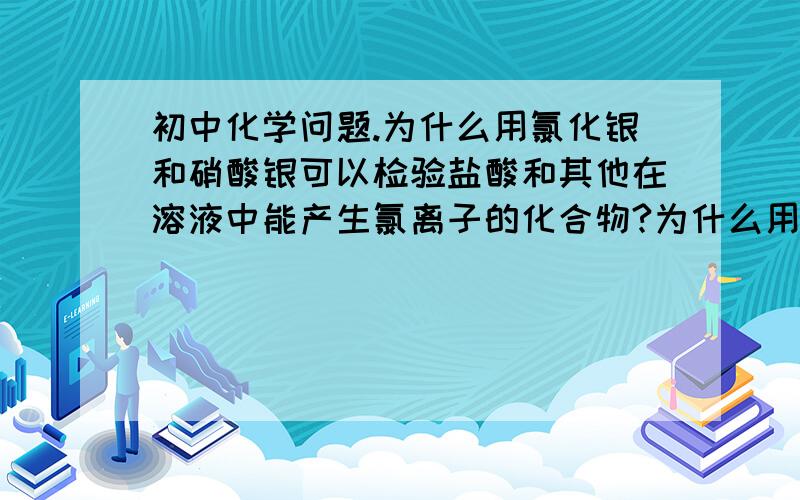 初中化学问题.为什么用氯化银和硝酸银可以检验盐酸和其他在溶液中能产生氯离子的化合物?为什么用氯化银和硝酸银可以检验盐酸和其他在溶液中能产生氯离子的化合物?我知道和书本后面