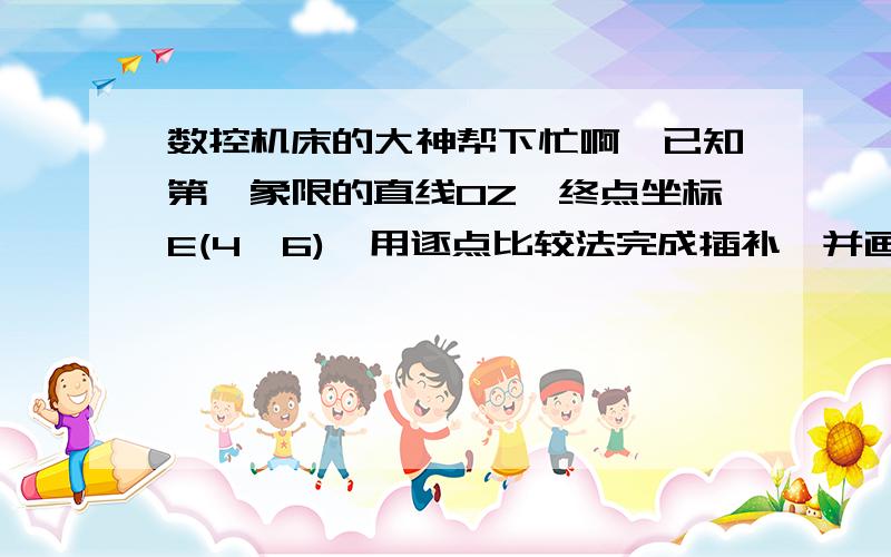 数控机床的大神帮下忙啊,已知第一象限的直线OZ,终点坐标E(4,6),用逐点比较法完成插补,并画出插补轨迹.,