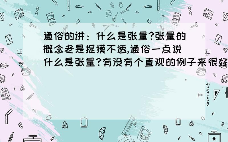 通俗的讲：什么是张量?张量的概念老是捉摸不透,通俗一点说什么是张量?有没有个直观的例子来很好的理解张量?