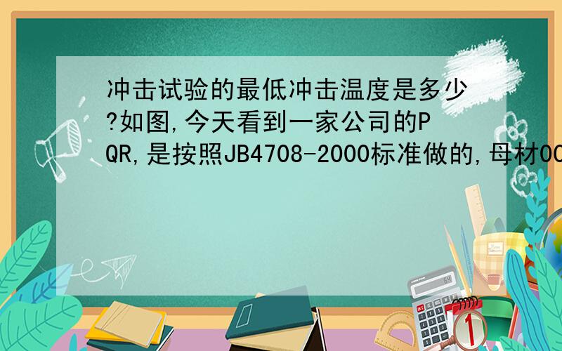 冲击试验的最低冲击温度是多少?如图,今天看到一家公司的PQR,是按照JB4708-2000标准做的,母材0Cr18Ni9,其中冲击试验的试验温度是-192℃,以前从来没见过这么低的冲击温度,而且个人感觉这个温度,