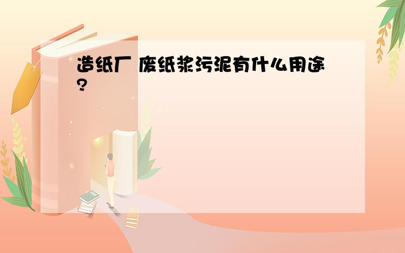 造纸厂 废纸浆污泥有什么用途?