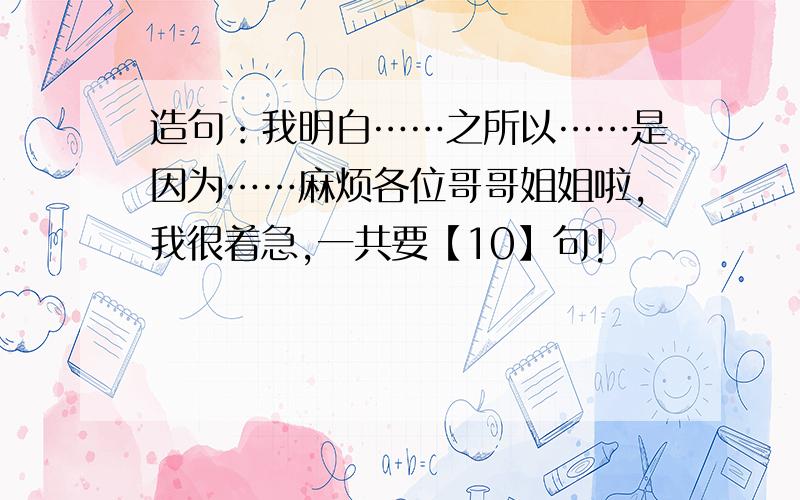 造句：我明白……之所以……是因为……麻烦各位哥哥姐姐啦,我很着急,一共要【10】句!