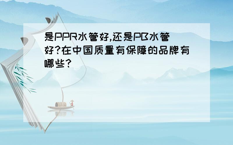 是PPR水管好,还是PB水管好?在中国质量有保障的品牌有哪些?