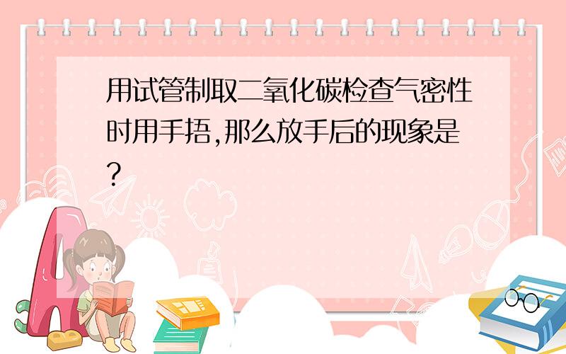 用试管制取二氧化碳检查气密性时用手捂,那么放手后的现象是?