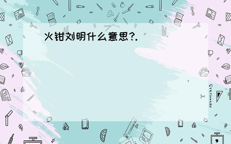 火钳刘明什么意思?.