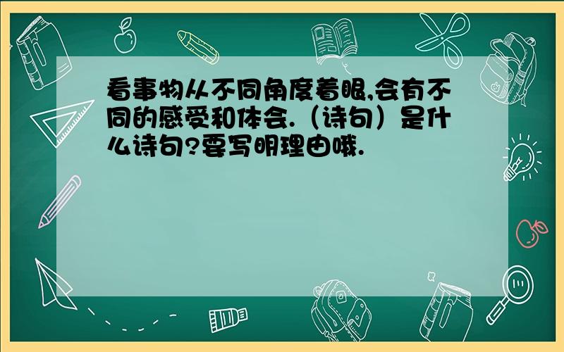 看事物从不同角度着眼,会有不同的感受和体会.（诗句）是什么诗句?要写明理由哦.