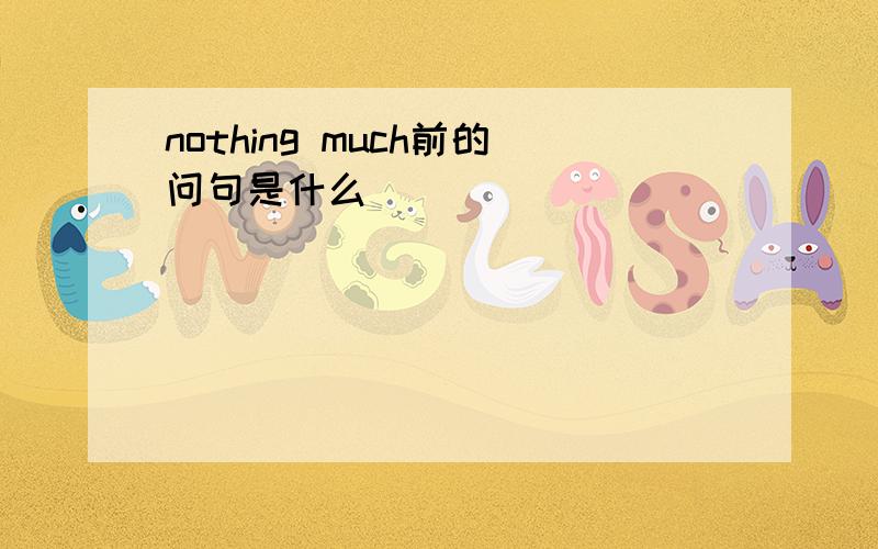 nothing much前的问句是什么