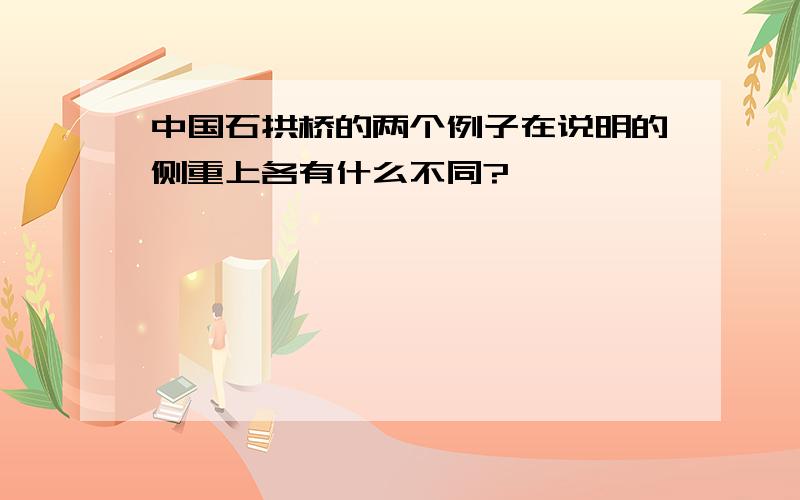 中国石拱桥的两个例子在说明的侧重上各有什么不同?