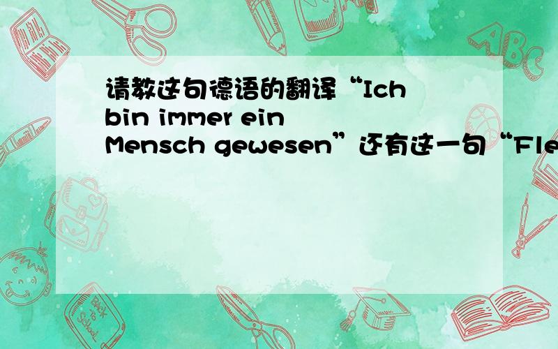 请教这句德语的翻译“Ich bin immer ein Mensch gewesen”还有这一句“Fleiβig sein!”