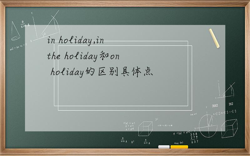 in holiday,in the holiday和on holiday的区别具体点