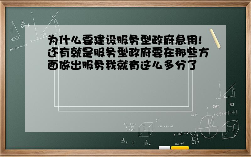 为什么要建设服务型政府急用!还有就是服务型政府要在那些方面做出服务我就有这么多分了