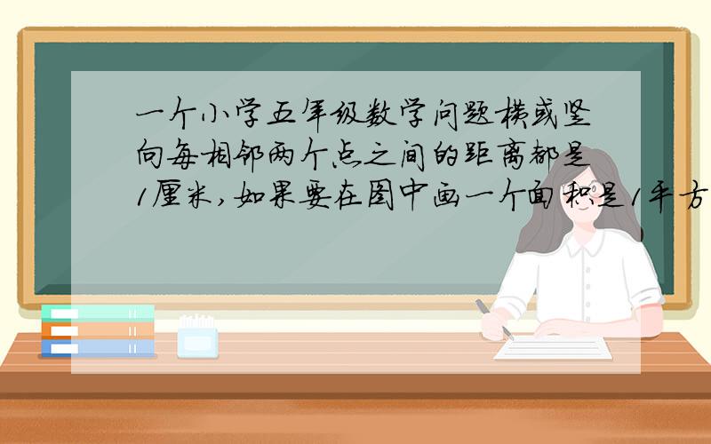 一个小学五年级数学问题横或竖向每相邻两个点之间的距离都是1厘米,如果要在图中画一个面积是1平方厘米的平行四边形（平行四边形的顶点要在点上,不包括矩形）,那么一共可以画（8）个.