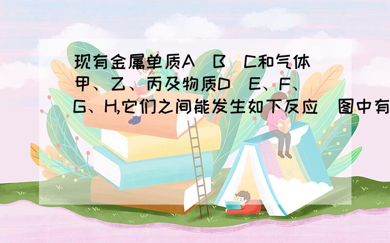 现有金属单质A．B．C和气体甲、乙、丙及物质D．E、F、G、H,它们之间能发生如下反应（图中有些反应的产物和反应的条件没有全部标出）.物质E的名称为 ,H的化学式为写出单质C与乙反应的化