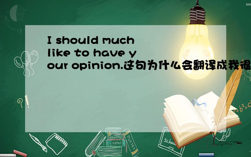 I should much like to have your opinion.这句为什么会翻译成我很想听听你的意见`