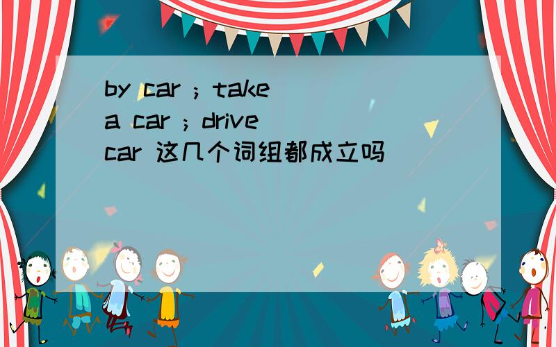 by car ; take a car ; drive car 这几个词组都成立吗