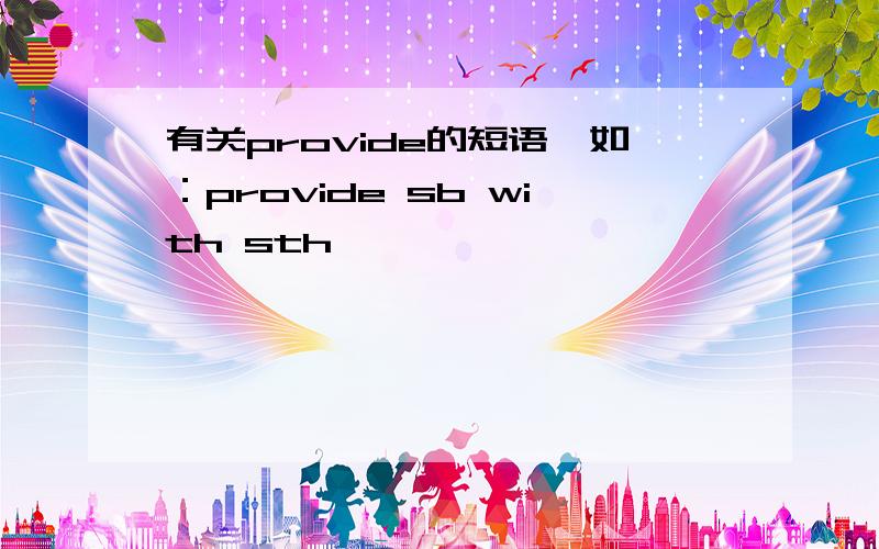 有关provide的短语,如：provide sb with sth