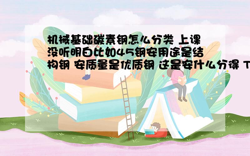 机械基础碳素钢怎么分类 上课没听明白比如45钢安用途是结构钢 安质量是优质钢 这是安什么分得 T12A又是怎么分类的