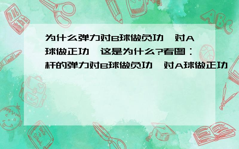 为什么弹力对B球做负功,对A球做正功,这是为什么?看图：杆的弹力对B球做负功,对A球做正功,这是为什么!