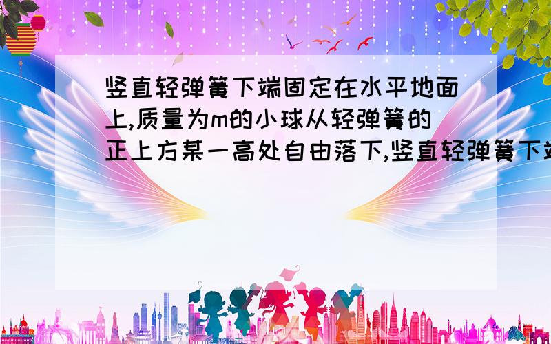 竖直轻弹簧下端固定在水平地面上,质量为m的小球从轻弹簧的正上方某一高处自由落下,竖直轻弹簧下端固定在水平地面上,质量为m的小球,从轻弹簧的正上方某一高处自由落下,并将弹簧压缩,