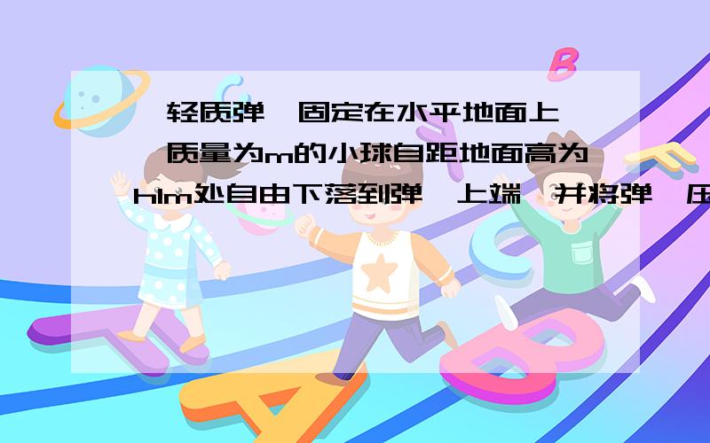 一轻质弹簧固定在水平地面上,一质量为m的小球自距地面高为h1m处自由下落到弹簧上端,并将弹簧压缩,设速度达到最大的位置离地面的高度h1,最大速度为v1.若让此小球刚从地面高度为h2m处下落