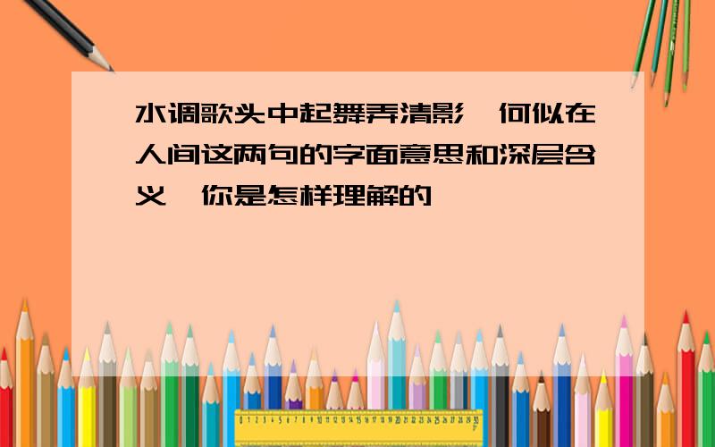 水调歌头中起舞弄清影,何似在人间这两句的字面意思和深层含义,你是怎样理解的