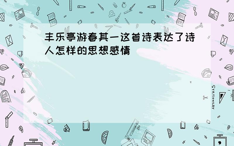 丰乐亭游春其一这首诗表达了诗人怎样的思想感情