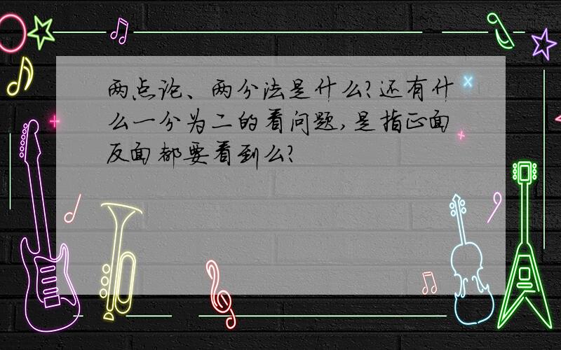 两点论、两分法是什么?还有什么一分为二的看问题,是指正面反面都要看到么?