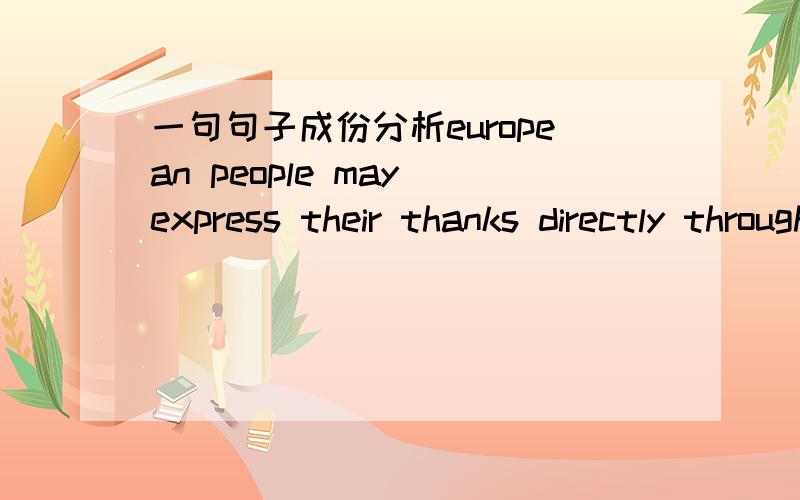 一句句子成份分析european people may express their thanks directly through the gift they have carefully chosen and given to the person they love and respect谁帮我分析一下这句话的句子结构和各成分,最好能分析的细一些.