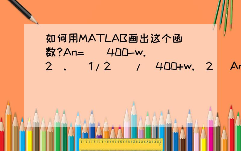 如何用MATLAB画出这个函数?An=((400-w.^2).^(1/2))/(400+w.^2) An为Y轴,w为X轴