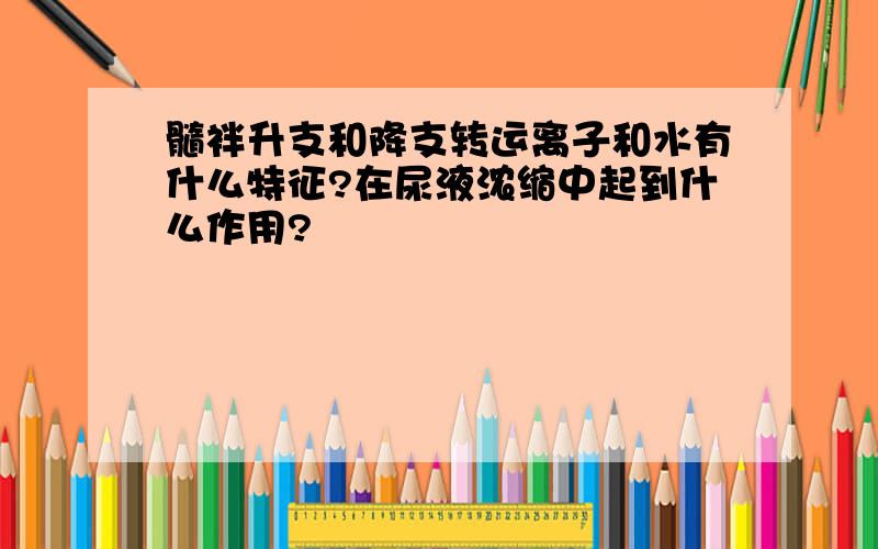 髓袢升支和降支转运离子和水有什么特征?在尿液浓缩中起到什么作用?