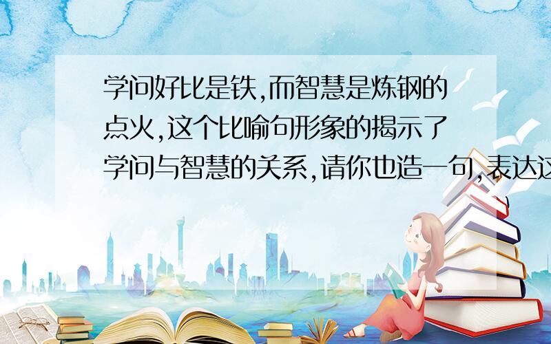 学问好比是铁,而智慧是炼钢的点火,这个比喻句形象的揭示了学问与智慧的关系,请你也造一句,表达这种关