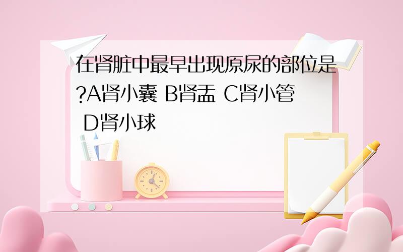 在肾脏中最早出现原尿的部位是?A肾小囊 B肾盂 C肾小管 D肾小球