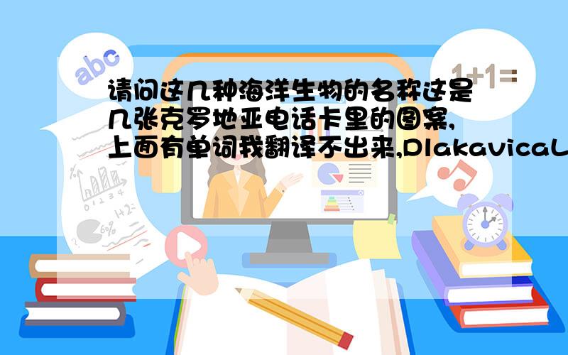 请问这几种海洋生物的名称这是几张克罗地亚电话卡里的图案,上面有单词我翻译不出来,DlakavicaLastavicaknezPuz(上是倒v)Zlatni kovac(上是倒v)